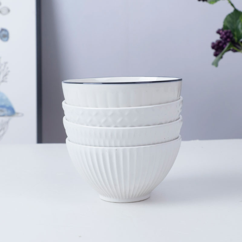 White Grooved Bowl – Everyday Classic (Item No: YSHWH04)