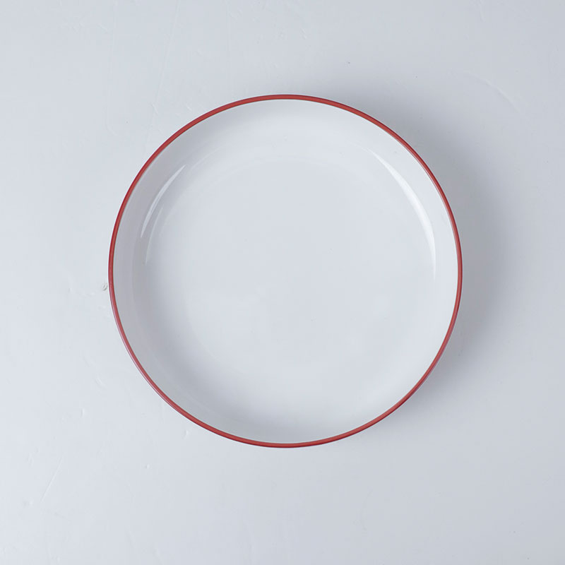 White Plate with Red Rim – Classic Style (Item No: QCHGL15)