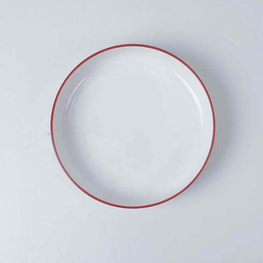White Plate with Red Rim – Classic Style (Item No: QCHGL15)