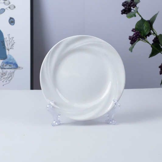 White Side Plate – Swirl Rim Design (Item No: QCHWH10)