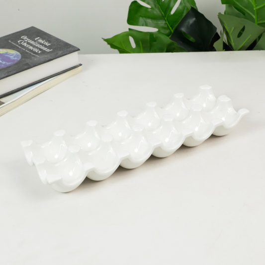 White Ceramic Egg Holder – 12 Slot(Item No: YXWH02)